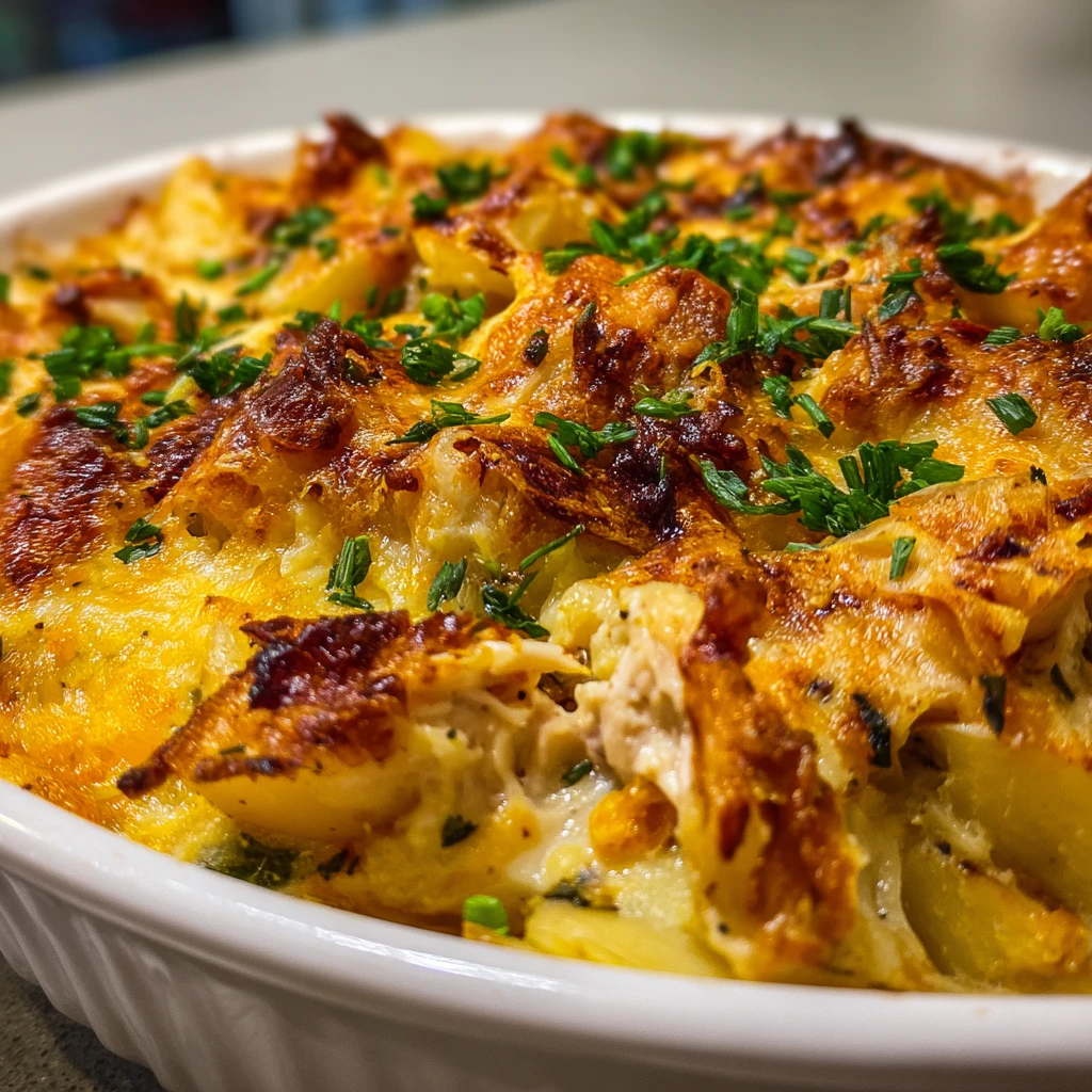 loaded chicken and potato casserole