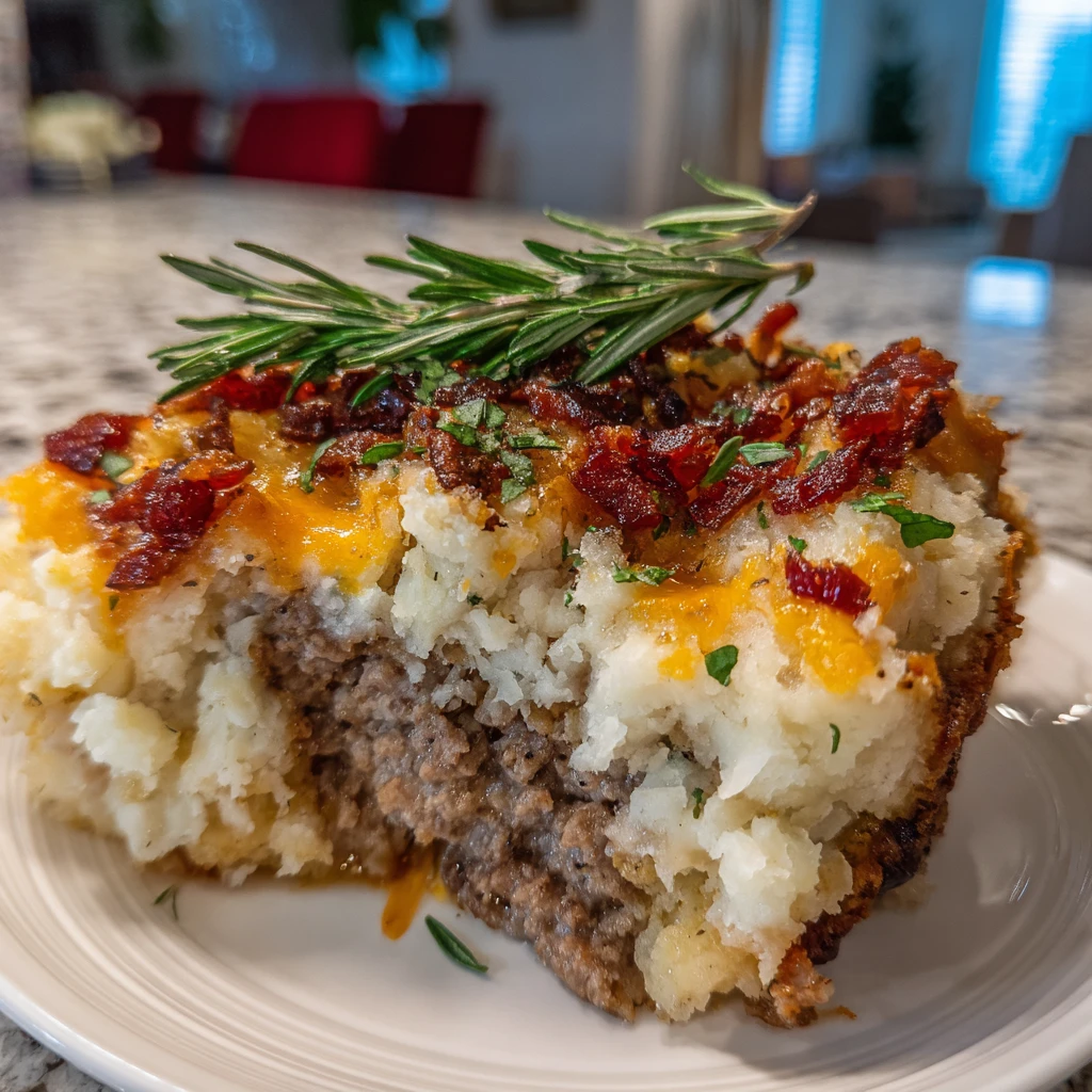 loaded potato and meatloaf casserole