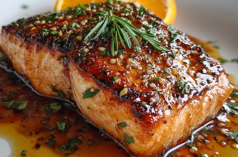 Crispy Honey Orange Glazed Salmon Recipe Card