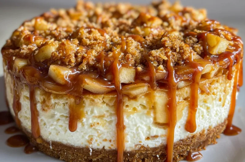 Salted Caramel Apple Pie Cheesecake Recipe Card