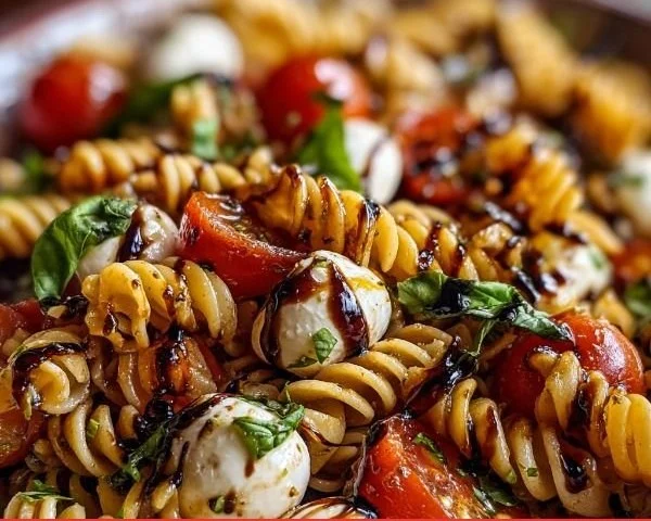 Caprese Pasta Salad with Balsamic Glaze