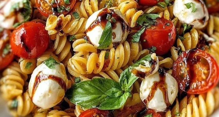 Caprese Pasta Salad with Balsamic Glaze