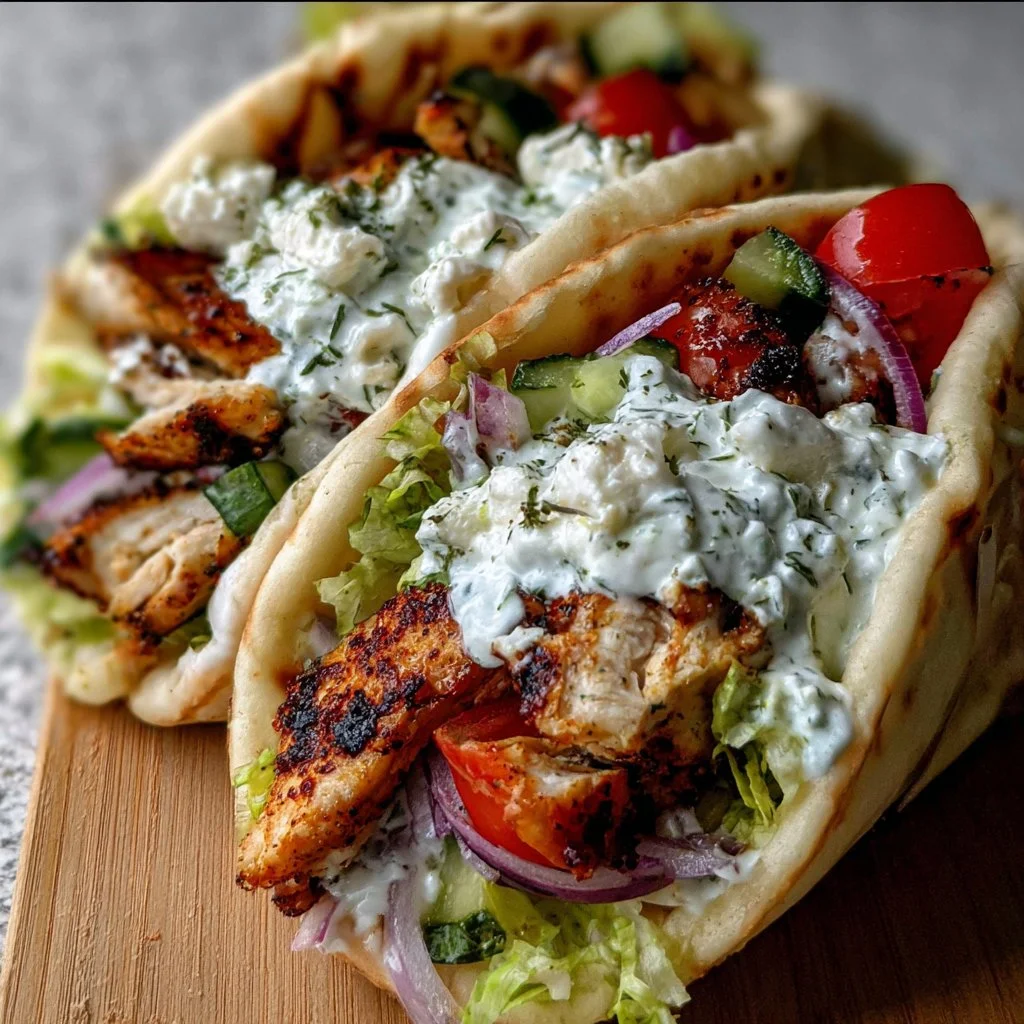 Chicken Gyros with Feta Tzatziki
