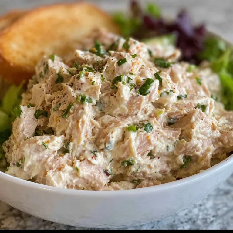 Delicious classic tuna salad served in a bowl with fresh vegetables.