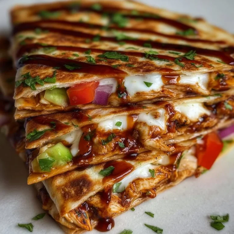Delicious Hot Honey BBQ Chicken Quesadillas topped with melted cheese and honey drizzle.