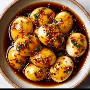 Delicious soy marinated eggs prepared following a Korean recipe
