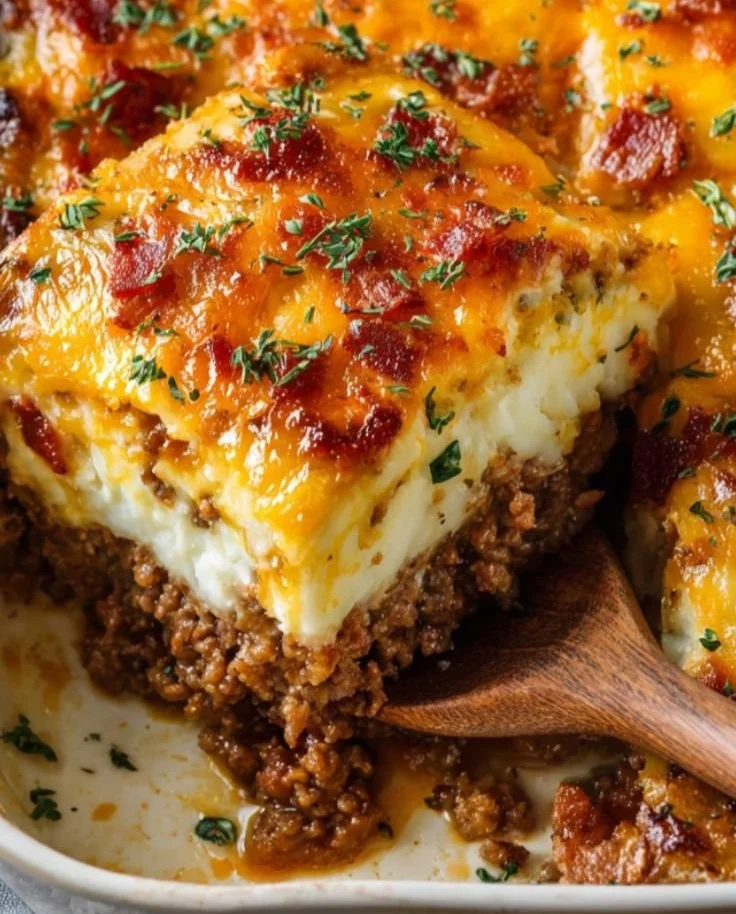 Meatloaf with Mashed Potatoes and Cheese Recipe
