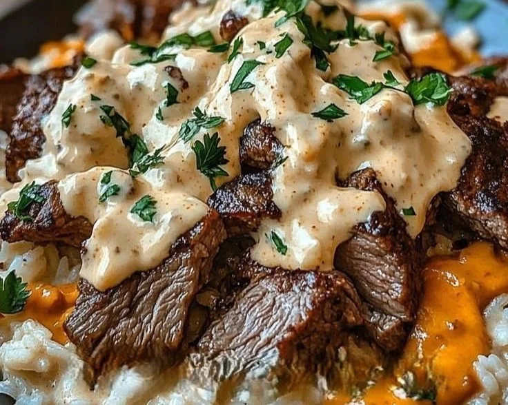 One-Pan Steak Queso Rice