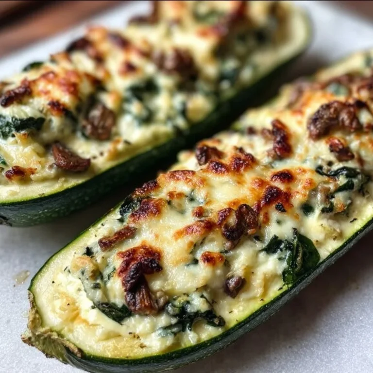 Ricotta-stuffed zucchini boats served on a plate, garnished with herbs.