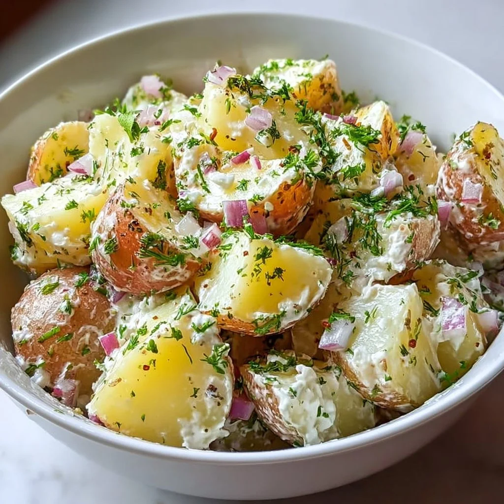 Delicious Salt and Vinegar Potato Salad served in a bowl