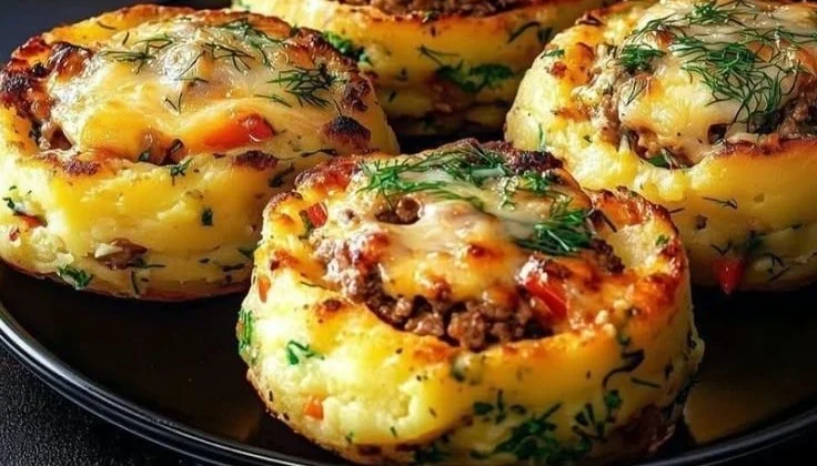 Stuffed Mashed Potato Nests