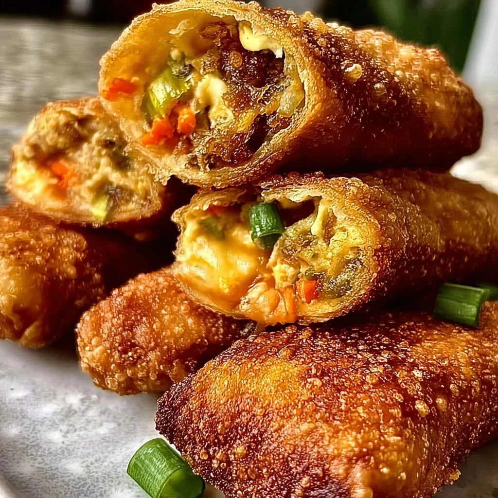 Delicious Voodoo Egg Rolls served on a platter with dipping sauce