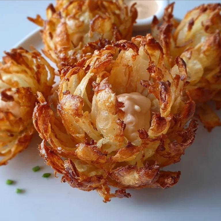Delicious air fryer blooming onions served with dipping sauce