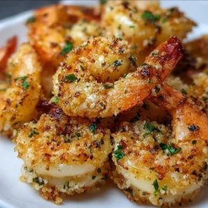 Air Fryer Garlic Parmesan Shrimp with crispy coating and flavorful seasoning