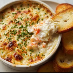 Creamy Bahama Breeze crab dip served in a bowl with crackers