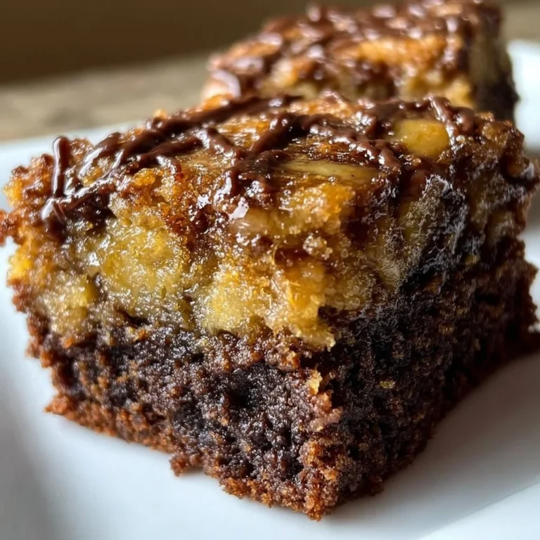 Delicious banana bread brownies with chocolate frosting on a plate.
