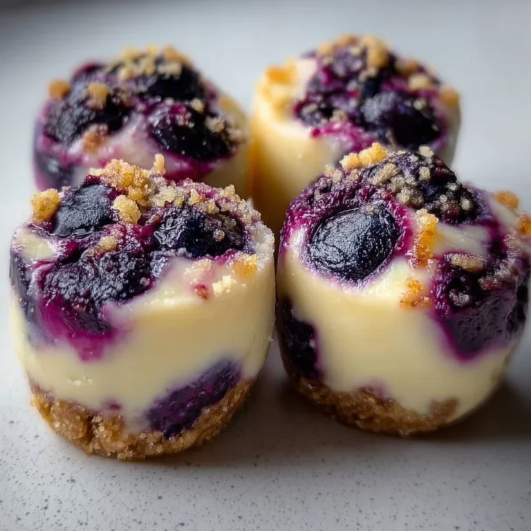 Delicious blueberry cheesecake bites on a plate garnished with fresh blueberries.
