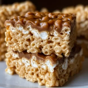 Brown Butter Dulce de Leche Rice Krispie Treats on a plate