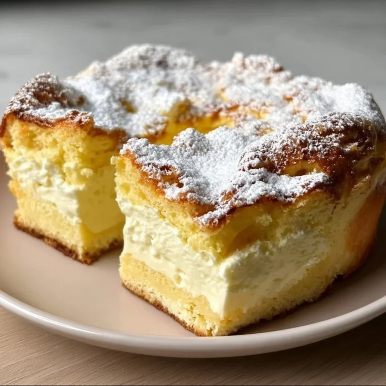 Slice of Carpathian Cake, a traditional Polish custard dessert, on a plate.