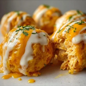 Delicious Cheesy Buffalo Ranch Chicken Bombs served on a platter