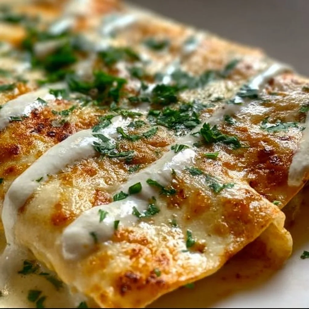 Chicken Enchiladas with Sour Cream White Sauce