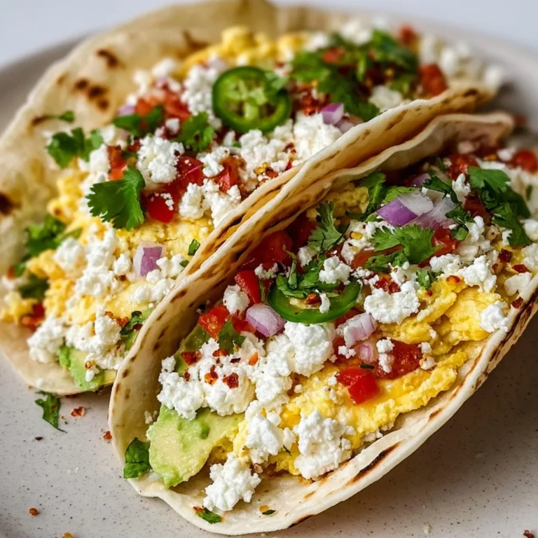 Cottage cheese breakfast tacos topped with fresh vegetables and herbs