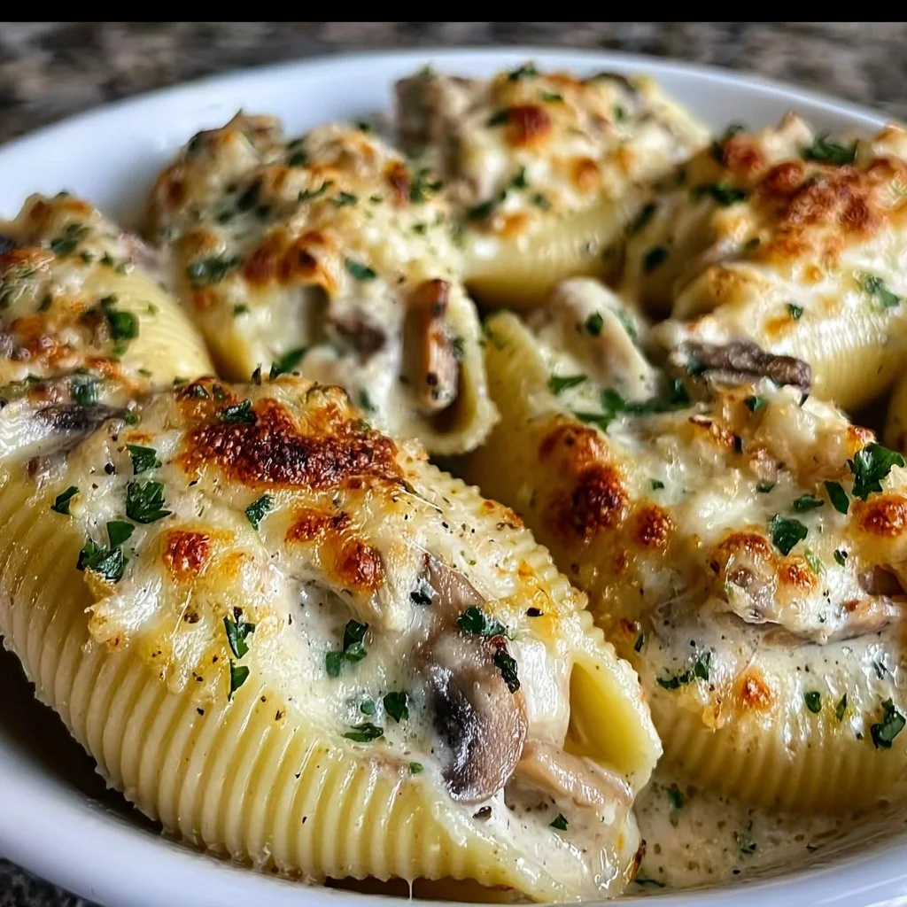 Creamy Garlic Mushroom Stuffed Shells