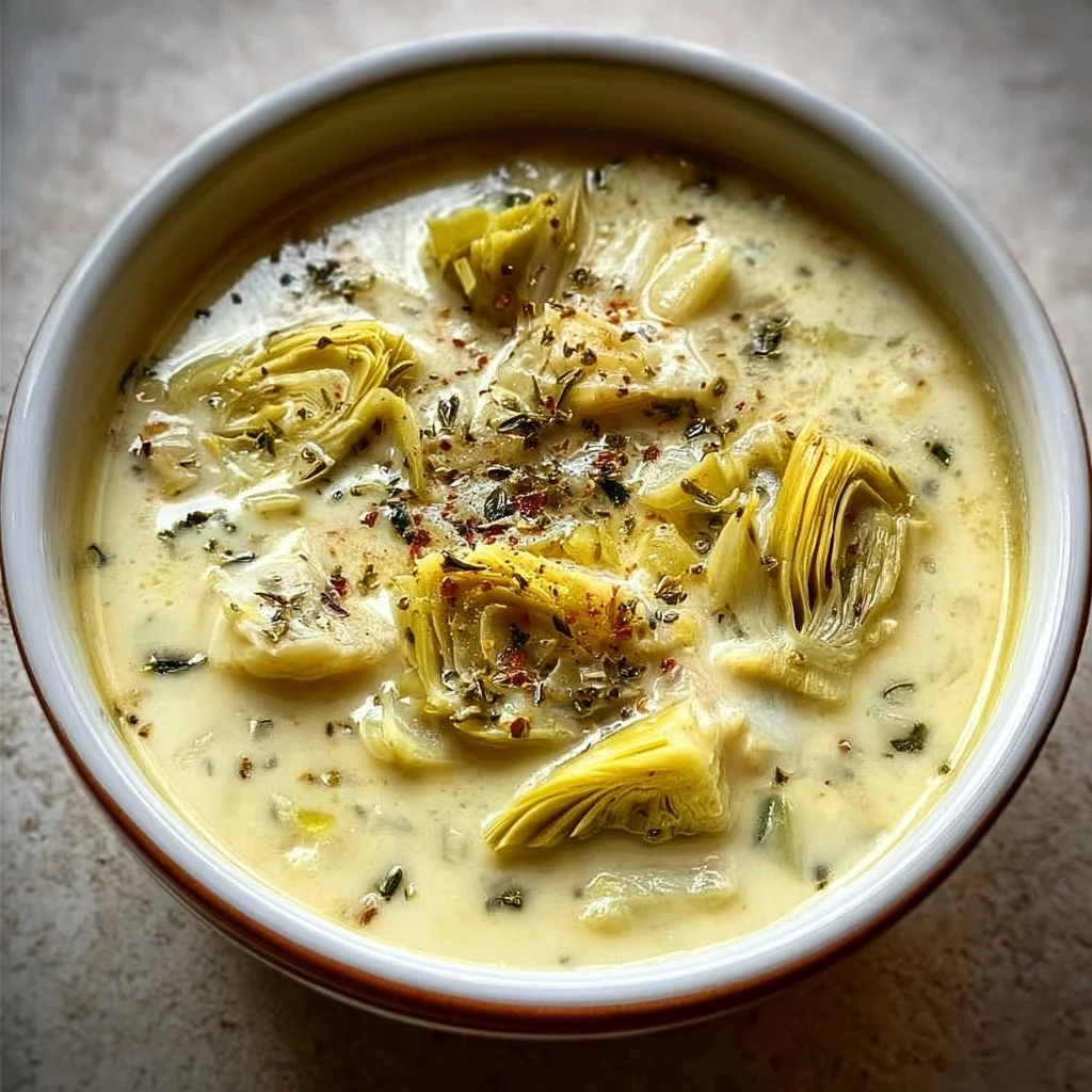 Creamy Lemony Tuscan Artichoke Soup