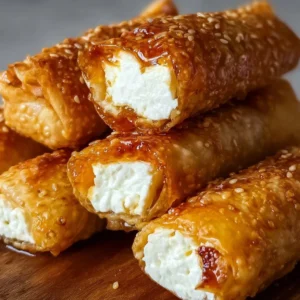 Delicious crispy feta rolls served with dipping sauce