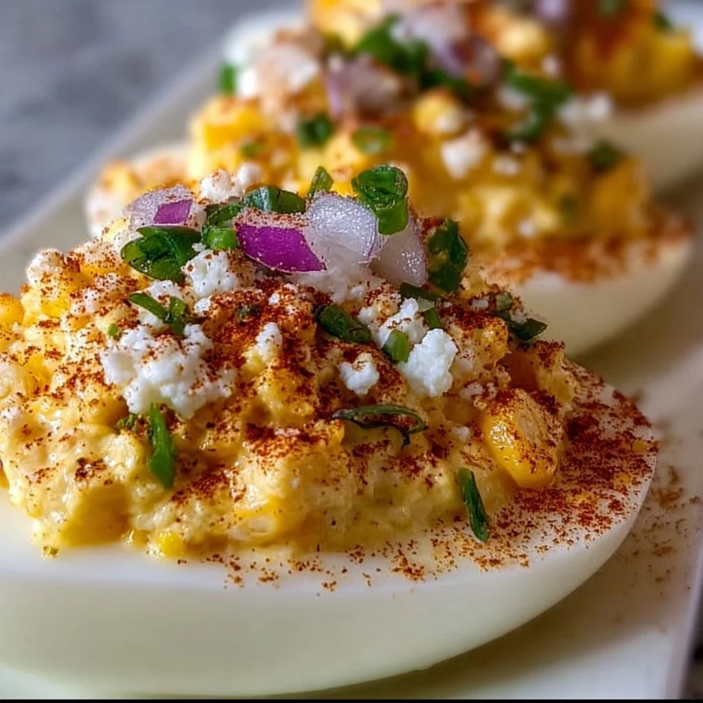 Elote Deviled Eggs: 12 Fiesta Delights