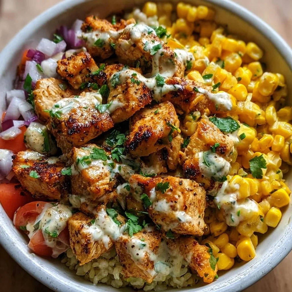 Flavorful Chicken Bowls with Street Corn and Fresh Veggies