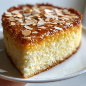German Bee Sting Cake with honey, cream, and almond topping