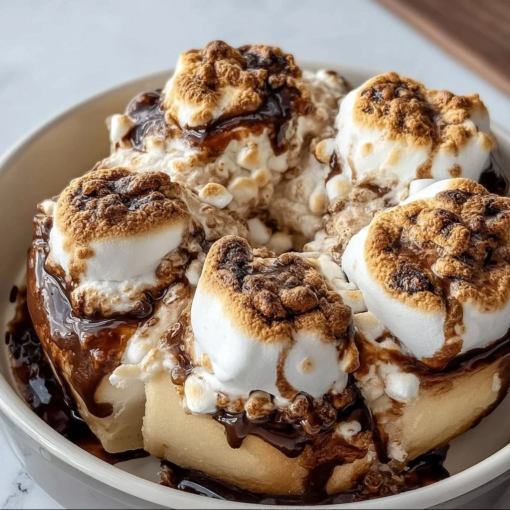 Delicious gooey S'mores Rolls with melted chocolate and marshmallows