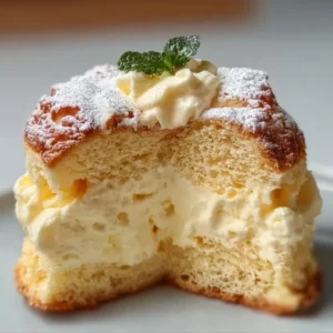 Sliced heavenly Karpatka Cake with creamy filling and flaky pastry layers