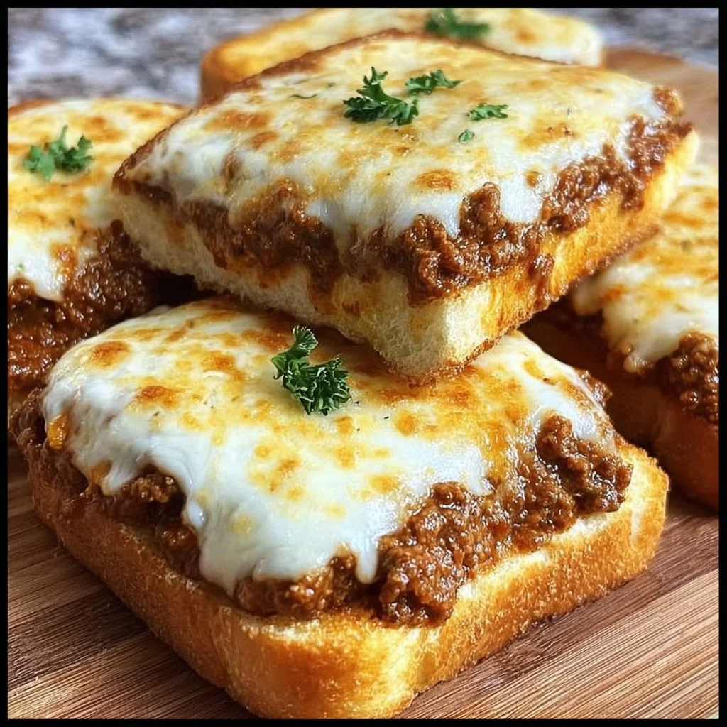 Homemade Cheesy Garlic Bread Sloppy Joe Melts