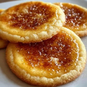 Freshly baked creme brûlée cookies with caramelized sugar topping