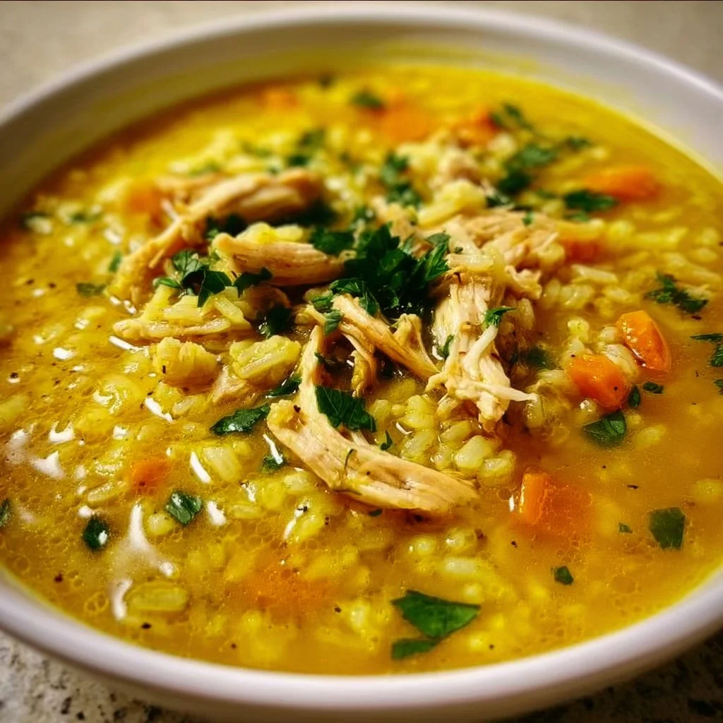 Lemon Ginger Turmeric Chicken and Rice Soup
