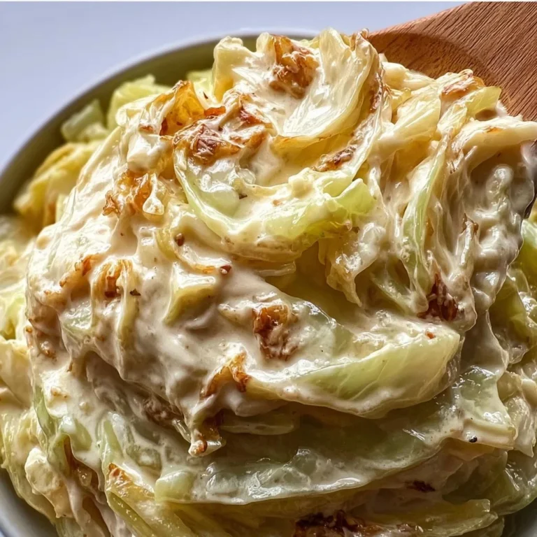 A delicious bowl of creamy melting cabbage dish garnished with herbs