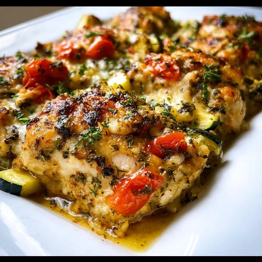 Mediterranean Chicken Zucchini Bake