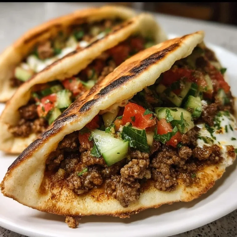 Delicious Mediterranean ground beef filled in pita pockets ready to serve