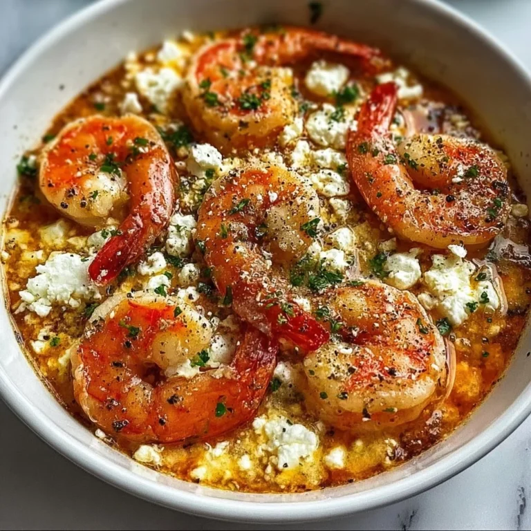 Mediterranean Shrimp & Feta dish with shrimp, feta cheese, and spices