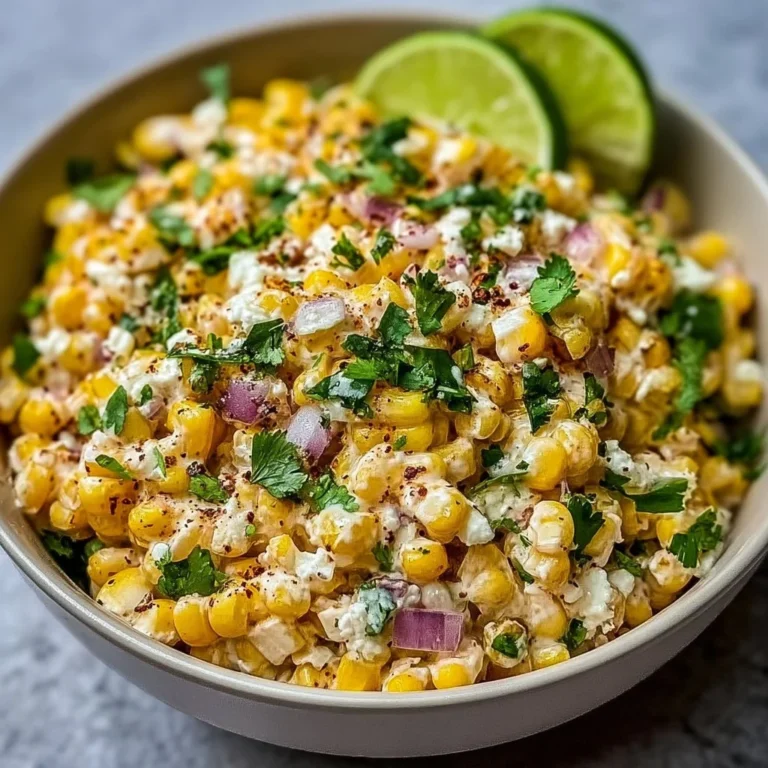 bowl of Mexican street corn salad with cilantro and lime