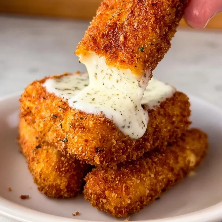 Plate of crispy Nashville hot mozzarella sticks with spicy dipping sauce