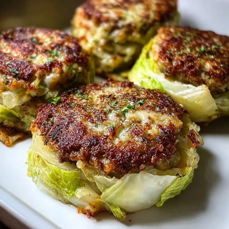 Oven-baked cabbage burgers served on a plate with fresh toppings.
