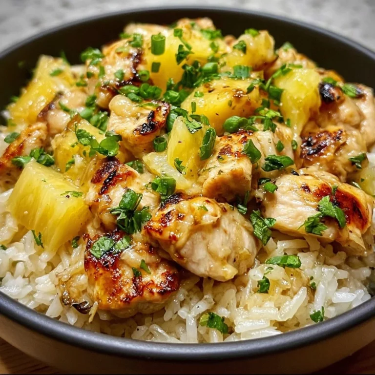 Delicious Pineapple Chicken with Rice served on a plate