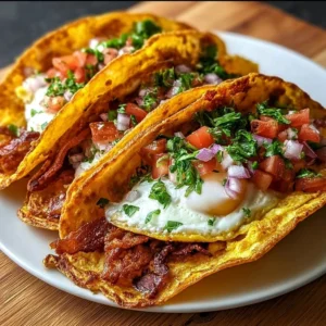 Savory pancake tacos filled with savory ingredients for a delicious meal.