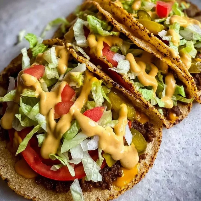 Delicious smash burger tacos served with fresh toppings and sauces