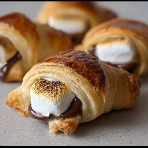 Delicious S'mores Crescent Rolls filled with chocolate and marshmallows