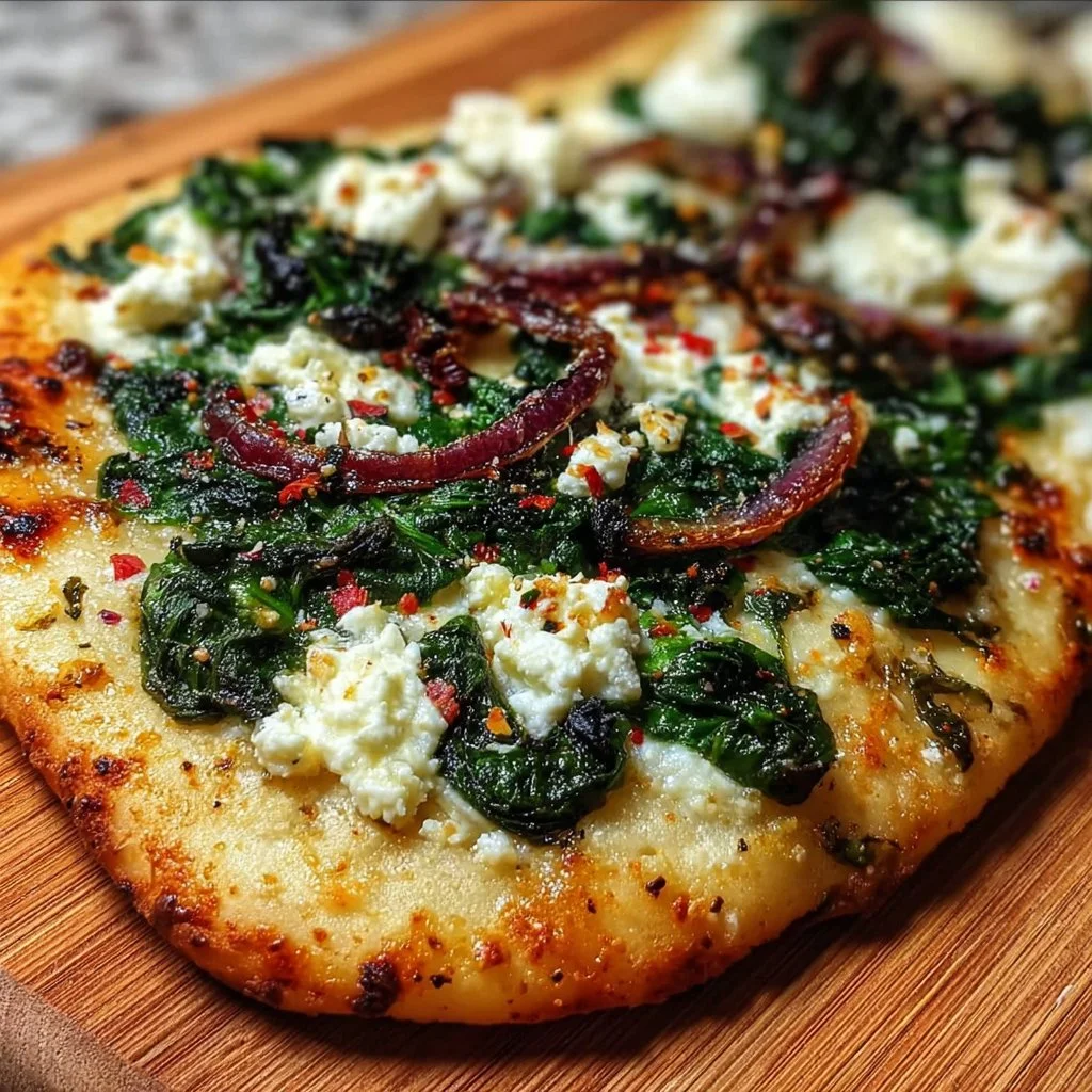 Spinach And Feta Flatbread Pizza