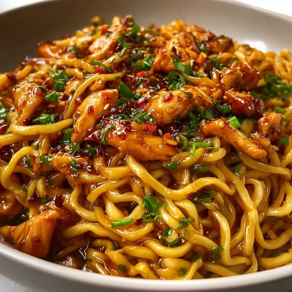 Sticky Garlic Chicken Noodles